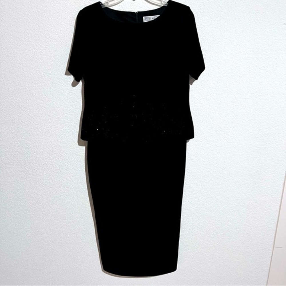 Jessica Howard Black Velvet Velour Evening Cocktail Dress 14
